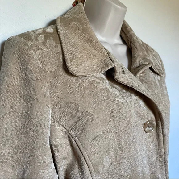 Vintage y2k tan tapestry jacquard pea coat (bag12) - Picture 2 of 10